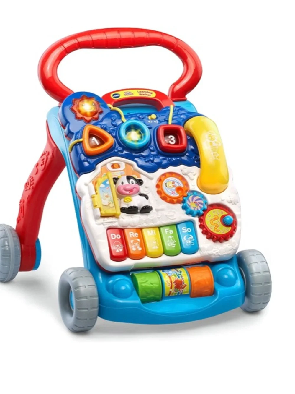 Bright Blue & Red Learning Walker with Musical Piano - Brand: